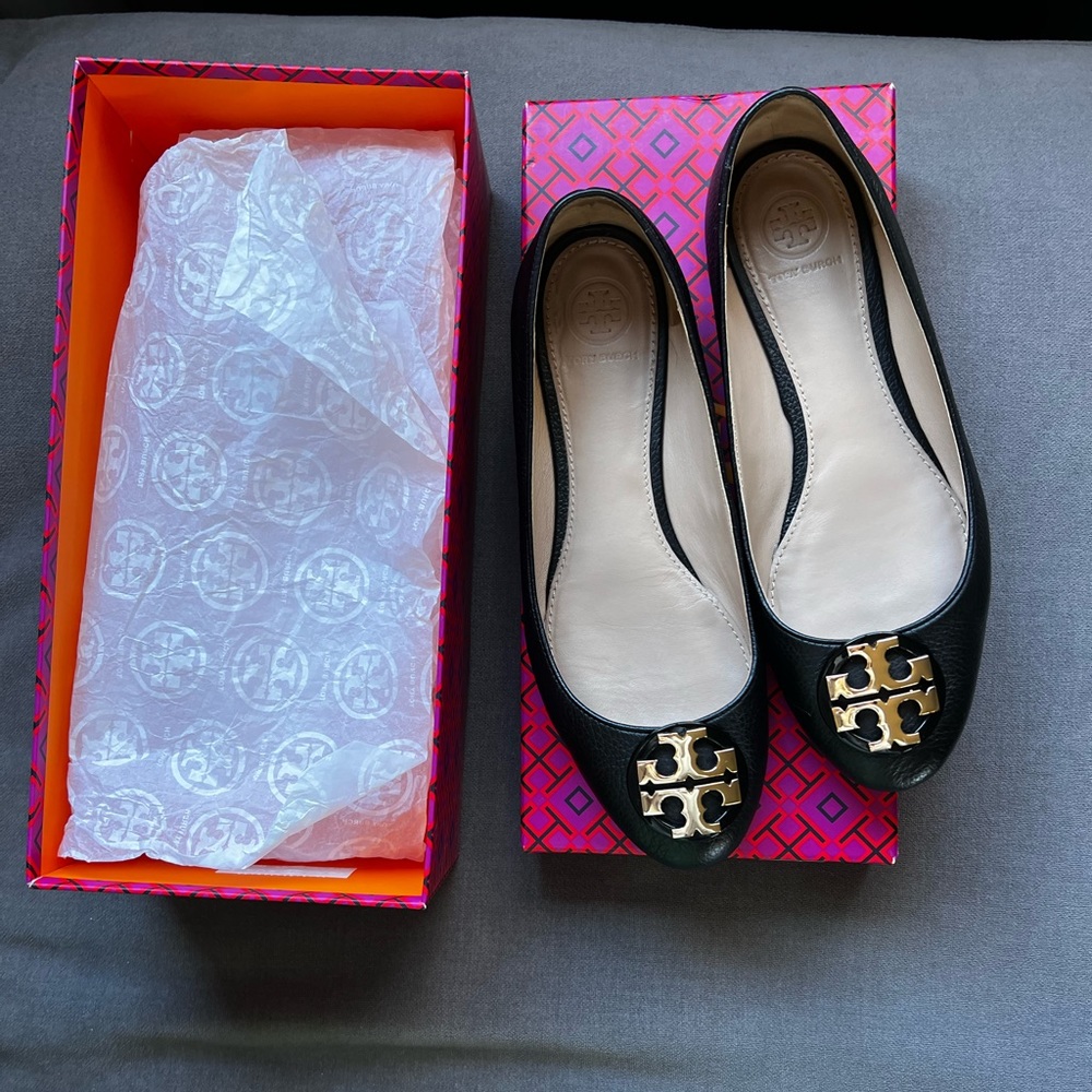 Tory Burch flats with gold hardware